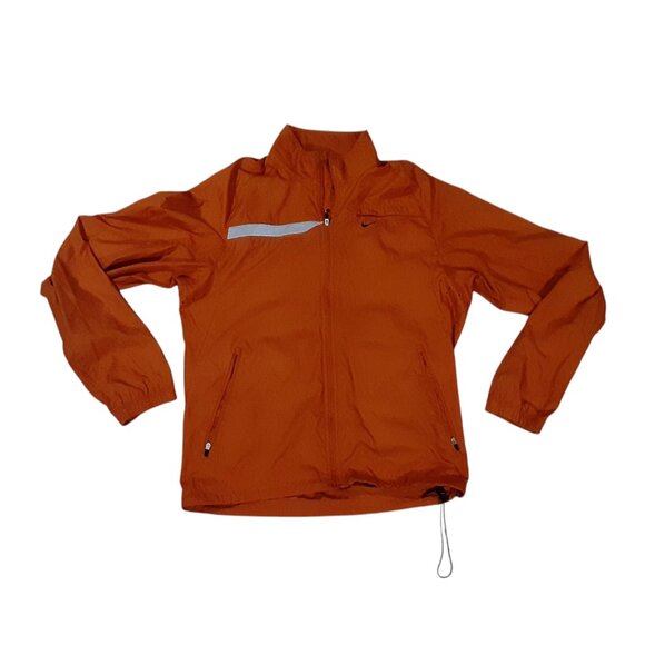 Nike Lightweight Jacket Womens Small Orange Reflective Strip Full Zip Breathable - Picture 1 of 3